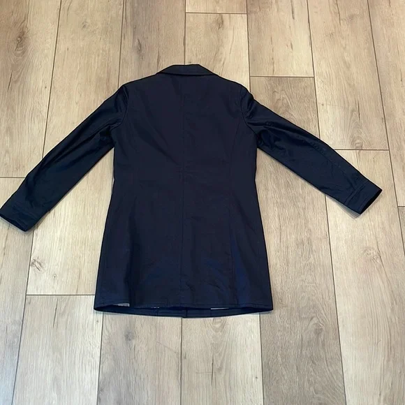 EUC COACH Vintage Black Knee Length Sateen Walking Coat Size S - Picture 2 of 5